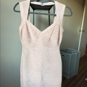 Herve Leger Crisscross dress in champagne